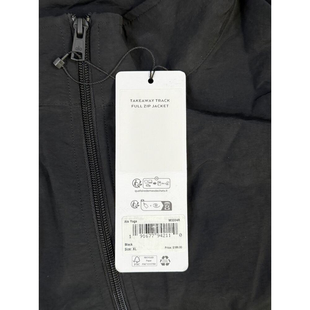 Alo Yoga Takeaway Track Full Zip Nylon Jacket Black Mens Size XL M3334R NEW - Picture 8 of 10
